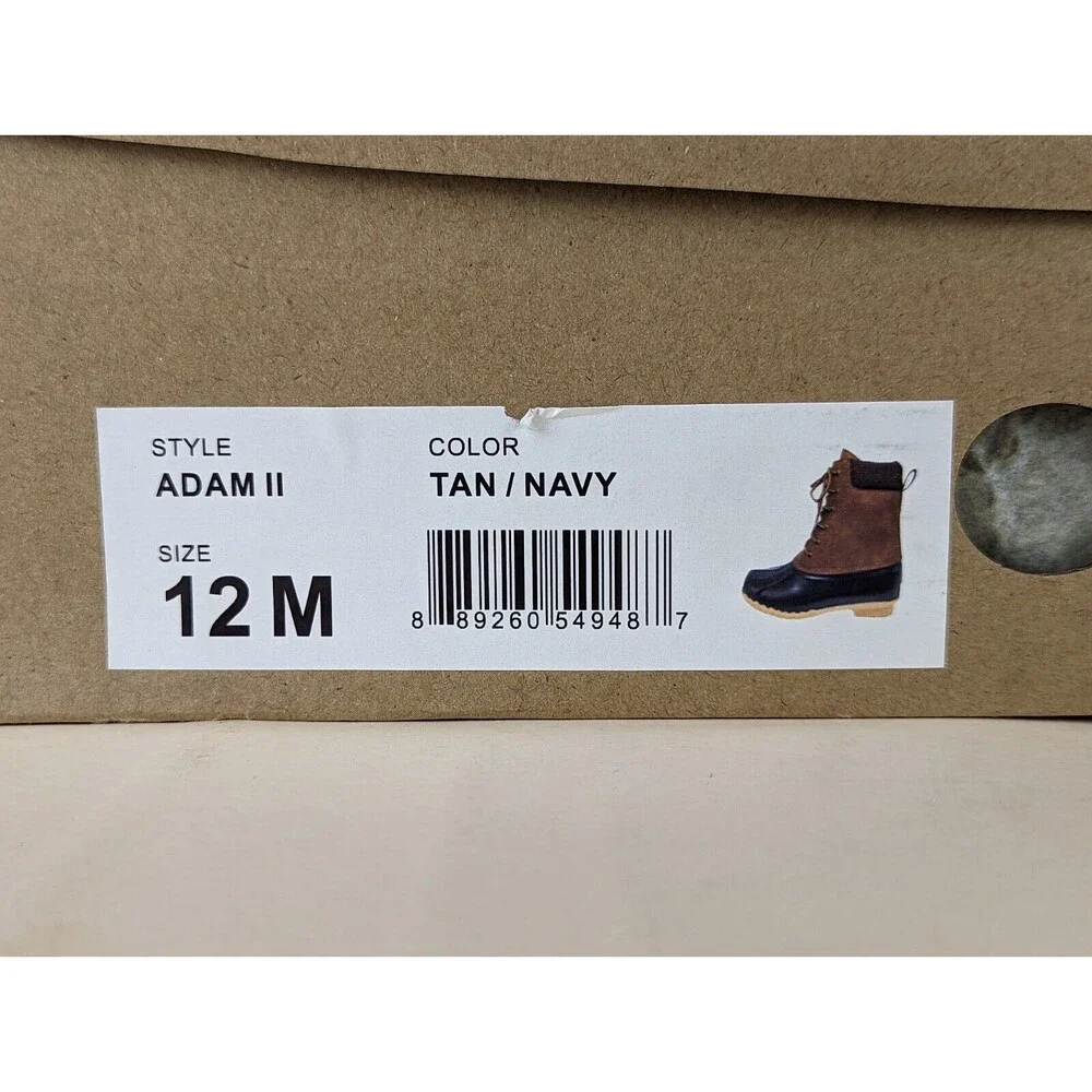 Weatherproof Vintage Adam II Duck Boots Mens 12M Tan Navy Faux Leather Shoes NWB